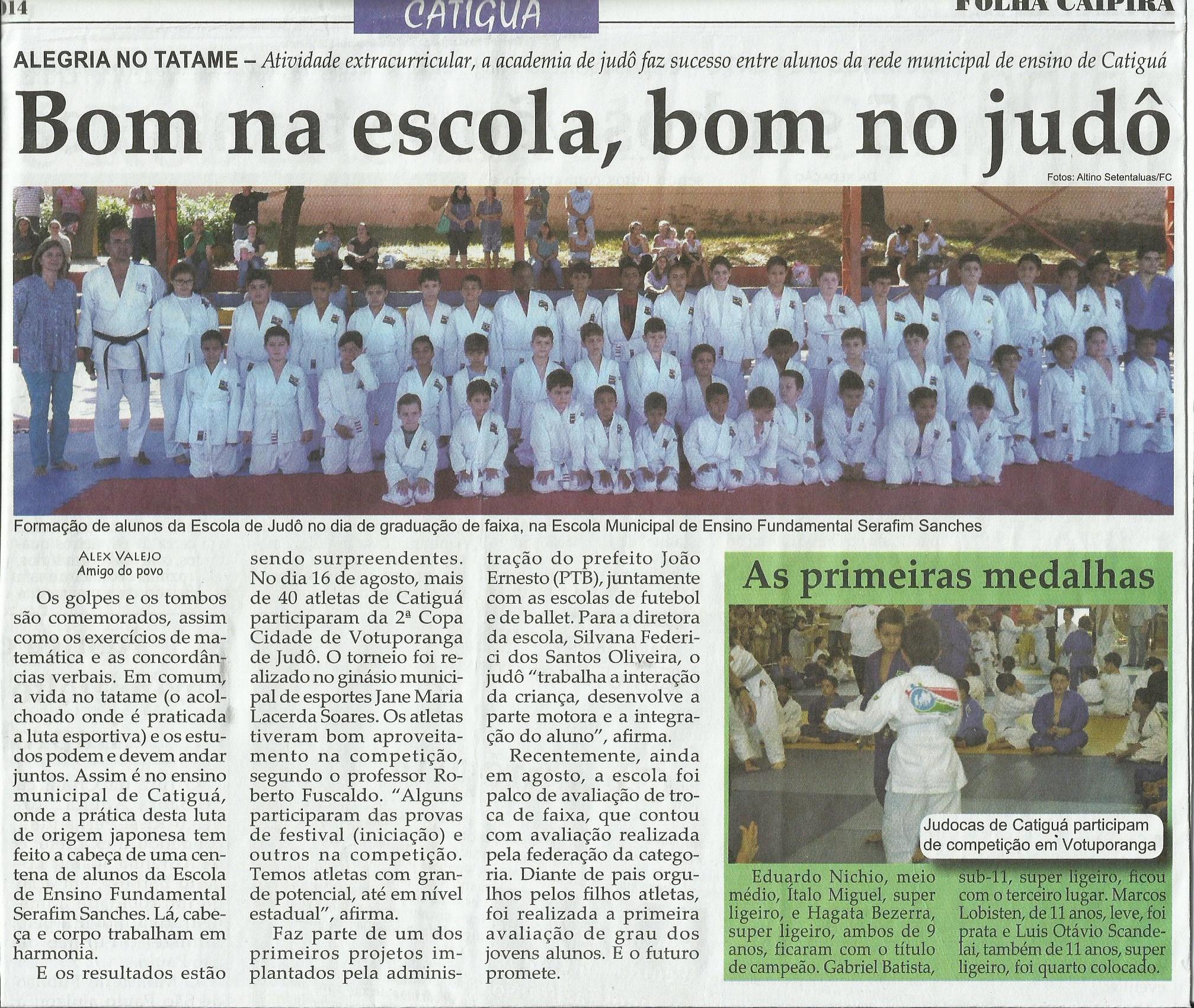 Projeto de judô de Catiguá é destaque em jornal